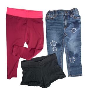 lot of 3 bottoms Okie Dokie Jumping Beans jeans leggings shorts 2t